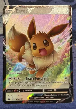 Pokemon Card TCG - Eevee V SWSH065 Black Star Promo Sword & Shield Promo NM - Image 2