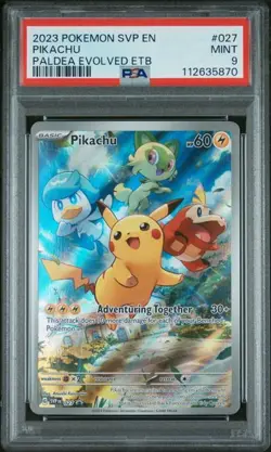 2023 Pokemon Paldea Evolved Black Star Promos ETB Promo SVP027 Pikachu PSA 9 - Image 1