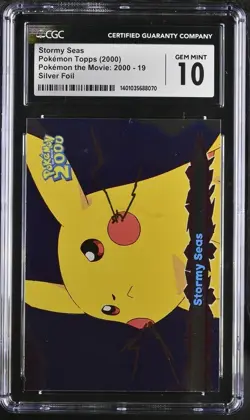 POP 4 GEM MINT 10 PIKACHU STORMY SEAS 19 POKEMON TOPPS MOVIE 2000 SILVER FOIL - Image 2