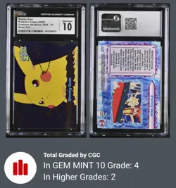 POP 4 GEM MINT 10 PIKACHU STORMY SEAS 19 POKEMON TOPPS MOVIE 2000 SILVER FOIL - Image 4