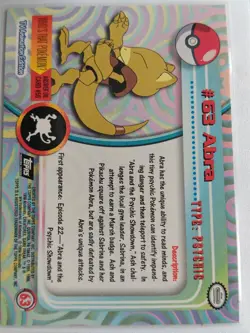 Pokemon - Abra #63 Topps TV Animation Black Logo Non-Holo 2nd Print 1999 NM - Image 2