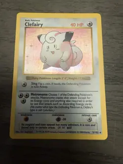 Pokemon: Clefairy #5/102 Shadowless Base Set Holo Rare 1999 Vintage WOTC LP+/NM - Image 2
