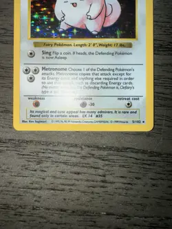 Pokemon: Clefairy #5/102 Shadowless Base Set Holo Rare 1999 Vintage WOTC LP+/NM - Image 3