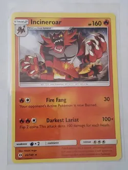 Incineroar 26/149 Sun & Moon Base Set Regular Rare Pokemon Card - Image 1
