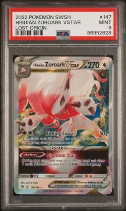 2022 Pokemon Lost Origin Hisuian Zoroark VSTAR PSA 9 MINT #147 Extended Art Holo - Image 1
