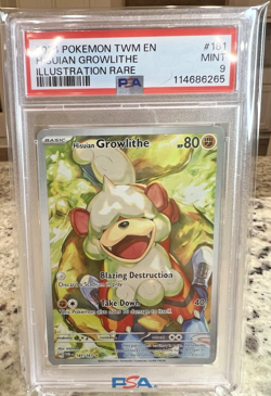 2024 Pokemon SV Twilight Masquerade TWM EN Hisuian Growlithe #181/167 PSA 9 - Image 1