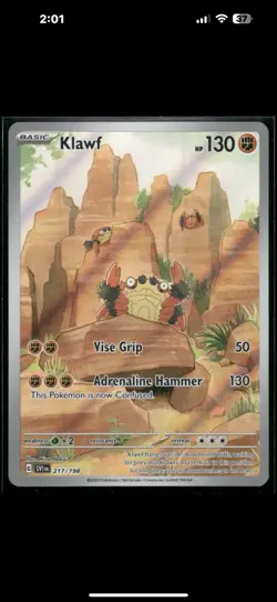 TCG Pokemon English IR Klawf 217/198 Sv01: Scarlet & Violet Base Set Holo NM - Image 1
