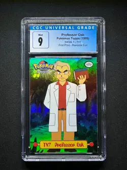 topps Pokemon TV Animation Series 1 Rainbow Foil TV7 Professor Oak CGC 9 - Image 1