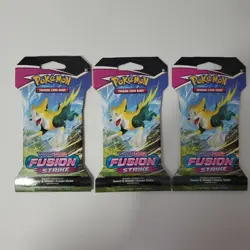 Pokemon Fusion Strike Full Art Set 3 Factory Sealed Sleeved Booster Packs - Image 1