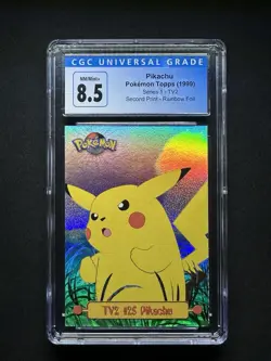 topps Pokemon TV Animation Edition Series 1 Rainbow Foil TV2 Pikachu CGC 8.5 - Image 1