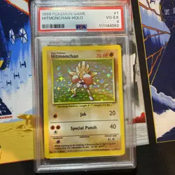 1999 Pokemon TCG Hitmonchan Holo Rare Card 7/102 Base Set PSA 4 - Image 1