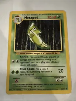 Metapod Base Set 54/102 Pokemon Card - Image 1