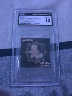 CGC Gem Mint 10 Squirtle Sticker 24K Gold Plated Pokemon Candy - Image 1