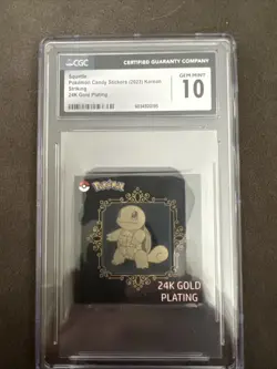 CGC Gem Mint 10 Squirtle Sticker 24K Gold Plated Pokemon Candy - Image 1