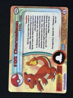 topps Pokemon TV Animation Series 1 Vending Sticker Prism RARE #5 Charmeleon - Image 2