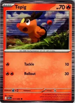 Tepig 011/086 Holo Promo White Flare English Pokemon Card NM - Image 1