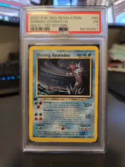 Pokemon Shining Gyarados 1st First Edition Neo Revelation Holo Rare #65 PSA 1 - Image 1