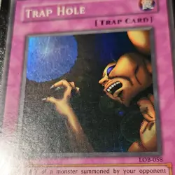 Yugioh Trap Hole LOB-058 Original Unlimited Super Rare Holo - MP - Image 2
