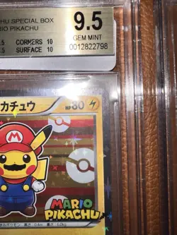 BGS 9.5 Mario Pikachu 293/XY-P Special Box Promo Pokemon Card Japanese 2016 - Image 3