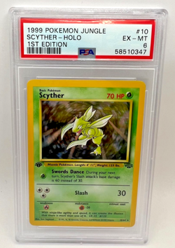 1999 POKEMON JUNGLE 1ST Edition SCYTHER #10-HOLO PSA 7 - Image 1