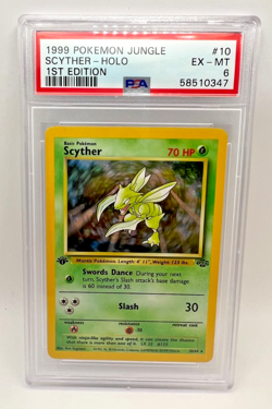 1999 POKEMON JUNGLE 1ST Edition SCYTHER #10-HOLO PSA 7 - Image 3