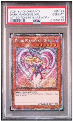 PSA10 YuGiOh Dark Magician Girl Platinum Secret 1st Edition RA03 EN123 - Image 2