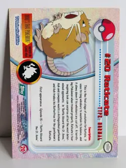 Raticate #20 - Topps Pokemon Card - Series 1 - Blue logo - - Image 2
