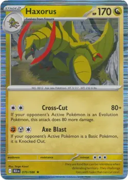 Haxorus 070/086 Holo Black Bolt BLK English Pokemon Card NM - Image 1