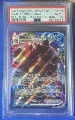 2021 Pokemon SWSH #103 - Blastoise VMAX Full Art Battle Box GEM MINT PSA 10 - Image 1