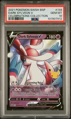 2021 POKEMON SWSH BLACK STAR PROMO CELEBRATIONS COLL #134 DARK SYLVEON V PSA 10 - Image 1