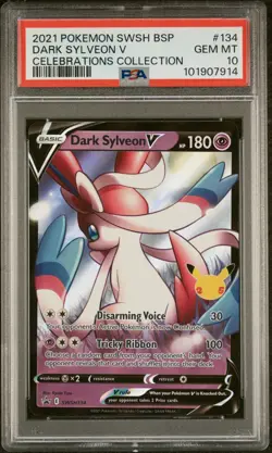 2021 POKEMON SWSH BLACK STAR PROMO CELEBRATIONS COLL #134 DARK SYLVEON V PSA 10 - Image 1