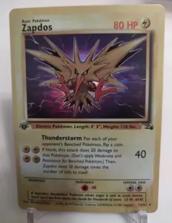 "Custom-Made"High Quality,Holo,1st Ed. Zapdos #15"Display-card" - Image 1