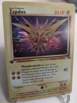 "Custom-Made"High Quality,Holo,1st Ed. Zapdos #15"Display-card" - Image 2