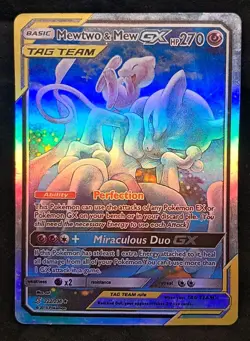 2019 Pokemon Black Star Promo SM191 Mewtwo & Mew GX TAG TEAM EX-MP - Image 1