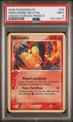 CARTE POKEMON HERICENDRE 54/115 HOLO REVERSE - EX FORCES CACHEES - PSA 9 ASMODEE - Image 1