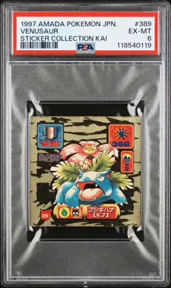 1997 AMADA POKEMON JPN STICKER COLL KAI #389 VENUSAUR PSA 6 - Image 1