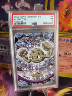 Pokemon Card Kleinstein Geodude Tipps 1999 German Deutsch PSA 7 Blue Logo - Image 1