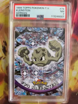 Pokemon Card Kleinstein Geodude Tipps 1999 German Deutsch PSA 7 Blue Logo - Image 2