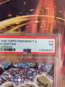 Pokemon Card Kleinstein Geodude Tipps 1999 German Deutsch PSA 7 Blue Logo - Image 4