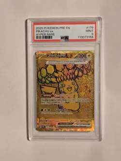 Pokemon TCG: Pikachu ex 247/191 Sv08: Surging Sparks Holo Hyper Rare PSA 9 - Image 1