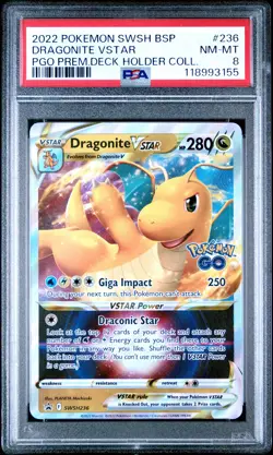 2022 POKEMON SWSH BLACK STAR PROMO #236 DRAGONITE VSTAR PSA 8 - Image 1