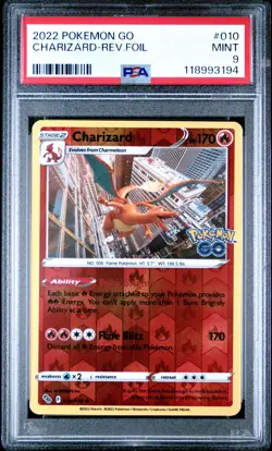 2022 POKEMON GO #010 CHARIZARD-REVERSE FOIL PSA 9 - Image 1