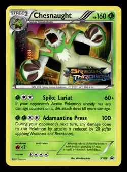 Chesnaught XY68 Holo Rare XY Breakthough Stamped Black Star Promo Pokemon Card - Image 1
