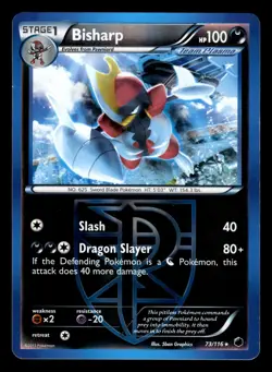 Bisharp 73/116 Reverse Holo Rare BW Plasma Freeze Pokemon Card - Image 1
