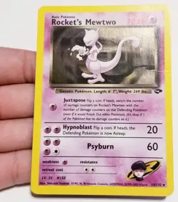 TCG POKEMON ROCKET'S MEWTWO 14/132 ☆ RARE HOLO W/🌀 GYM CHALLENGE VINTAGE MP - Image 2