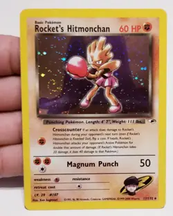 TCG POKEMON ROCKET'S HITMONCHAN 11/132 ☆ RARE HOLO W/🌀GYM HEROES VINTAGE NM - Image 1