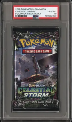 POKEMON SUN & MOON CELESTIAL STORM BOOSTER PACK - STAKATAKA - PSA 10 GEM - Image 1