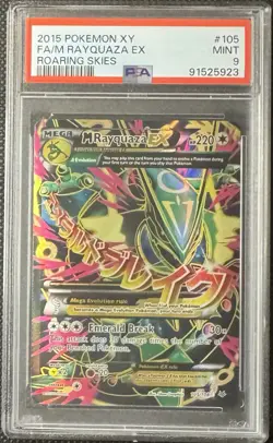 2015 POKEMON XY ROARING SKIES #105 FULL ART MEGA RAYQUAZA EX PSA 9 MINT - Image 1