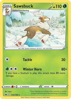 Sawsbuck 12/198 Chilling Reign Reverse Holo Pokemon - Image 1