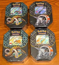 SEALED Lot of 4 - Pokemon TCG Paldean Fates Great Tusk & Iron Treads Tins - NEW - Image 1